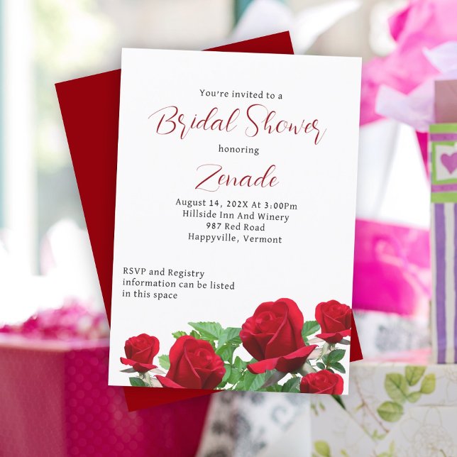 Real Red Roses Bridal Shower Invitation (Creator Uploaded)