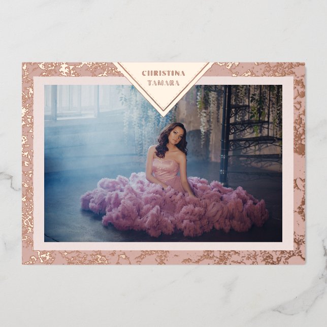 Real Rose Gold Fancy Texture Spanish Mis XV Años (Front)