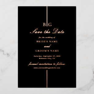 Real Rose Gold Foil Black Wedding Save the Date