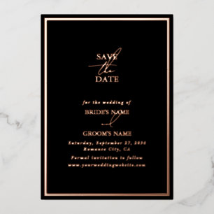 Real Rose Gold Foil Black Wedding Save the Date