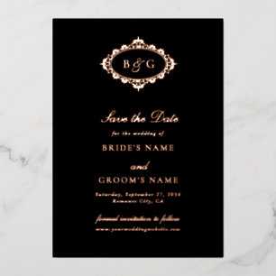 Real Rose Gold Foil Black Wedding Save the Date 
