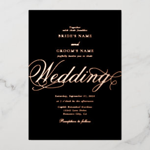 Real Rose Gold Foil Classy Luxury Black Wedding