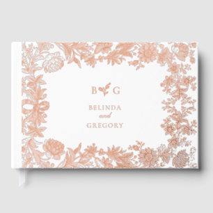 Real Rose Gold Foil Floral Botanical Wedding Guest Book
