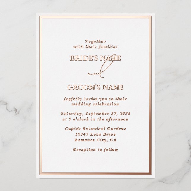 Real Rose Gold Foil Modern White Wedding (Front)