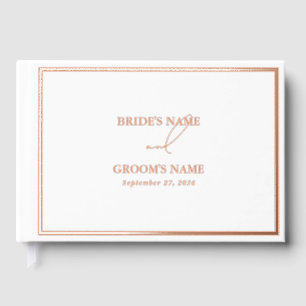 Real Rose Gold Foil Modern White Wedding Guest Book