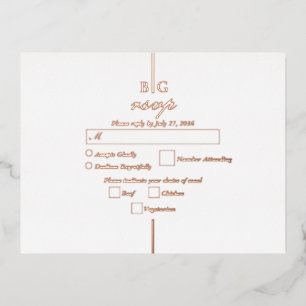 Real Rose Gold Foil Monogram Wedding RSVP Foil Invitation Postcard