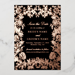 Real Rose Gold Foil Wedding Save the Date Card
