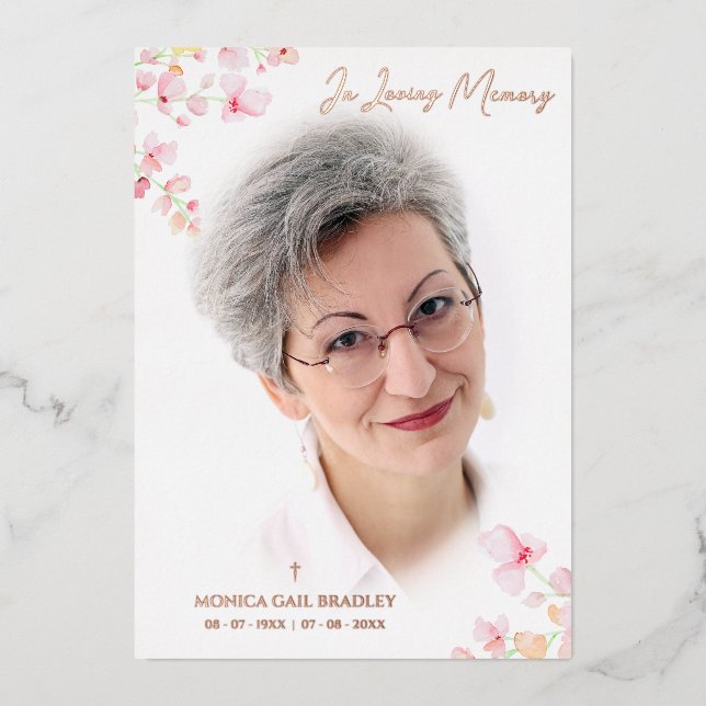 Real Rose Gold Photo Botanic Pink Floral Branches (Front)