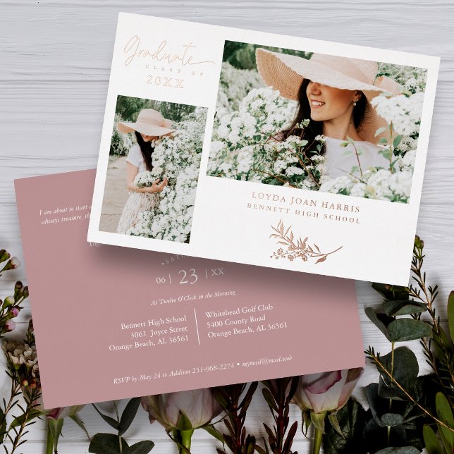 Real Rose Gold Trendy Branches Graduation 2 Photos (Creator Uploaded)