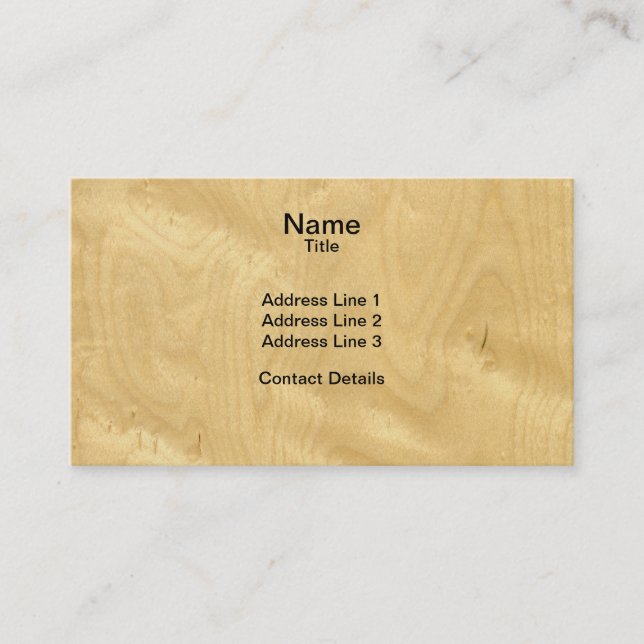 Real Scanned Birds Eye Maple Veneer Woodgrain Business Card (Front)