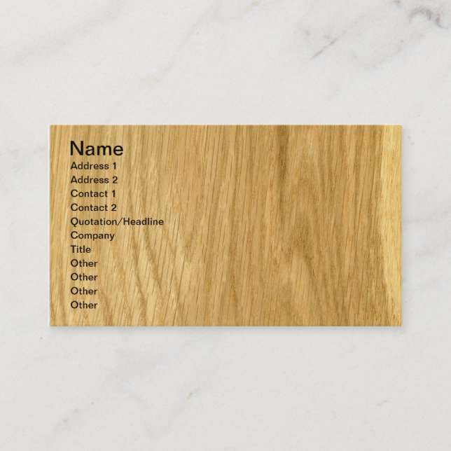 Real Scanned Crown Cut Oak Veneer Business Card (Front)