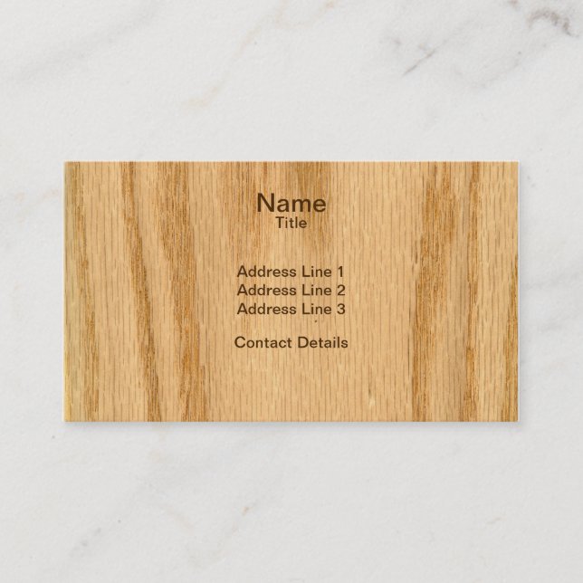 Real Scanned Red Oak Veneer Woodgrain Business Card (Front)