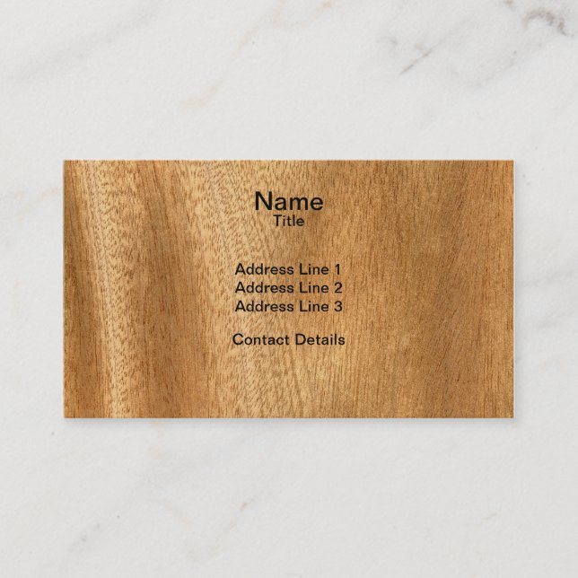 Real Scanned Sapele Veneer Woodgrain Business Card (Front)