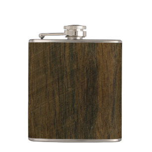 Real Scanned Wooden Veneer Rio Rosewood Palisander Hip Flask