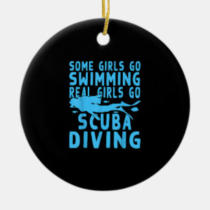 Real Scuba Diving Girls Some Go Swimming Design Ceramic Tree Decoration