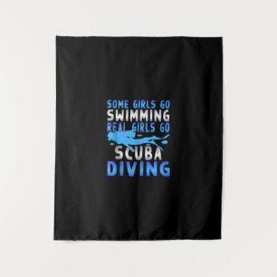 Real Scuba Diving Girls Some Go Swimming Funny Tapestry