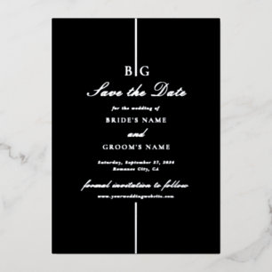 Real Silver Foil Black Wedding Save the Date