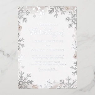 REAL SILVER FOIL Blush Snowflake Wedding