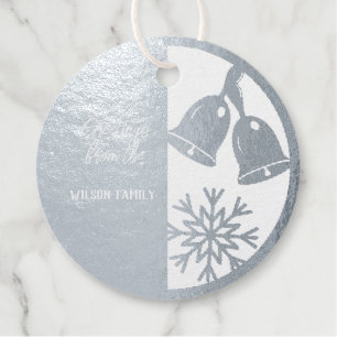 Real Silver Foil Christmas Bells Favour Tags