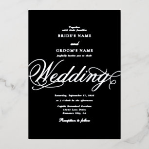 Real Silver Foil Classy Luxury Black Wedding
