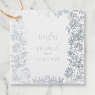 Real Silver Foil Elegant Floral Botanical Wedding Favour Tags