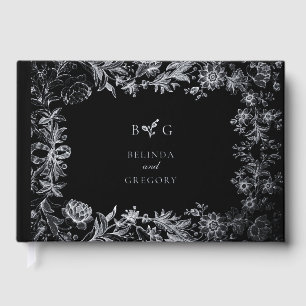 Real Silver Foil Elegant Floral Botanical Wedding Guest Book