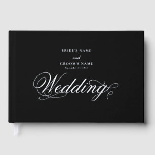 Real Silver Foil Elegant Luxury Black Wedding Guest Book