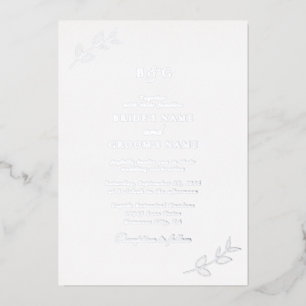 Real Silver Foil Leaves Elegant Monogram Wedding