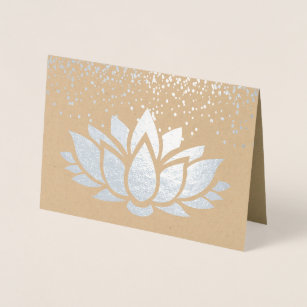REAL silver foil lotus flower design Foil Card