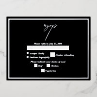 Real Silver Foil Metallic Wedding RSVP Black