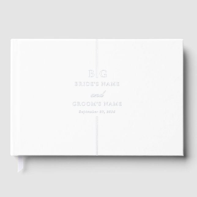 Real Silver Foil Minimal Elegant Monogram Wedding Guest Book (Front)