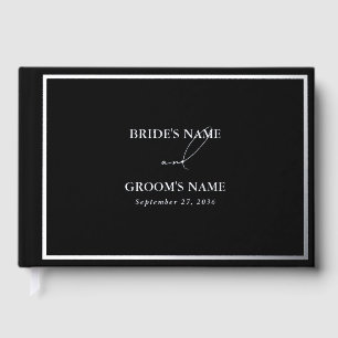 Real Silver Foil Modern Black & Silver Wedding Guest Book