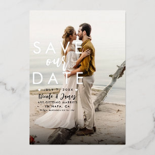 Real Silver Foil Modern Save The Date Type Photo