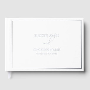 Real Silver Foil Modern White Wedding Guest Book