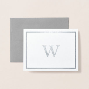 Real Silver Foil Monogram Note Cards