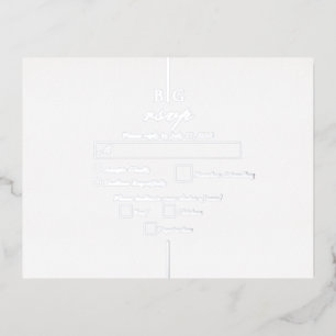 Real Silver Foil Monogram Wedding RSVP Foil Invitation Postcard
