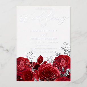 Real Silver Foil Red Roses Wedding