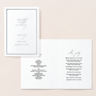 Real Silver Foil Wedding Order of Service Program