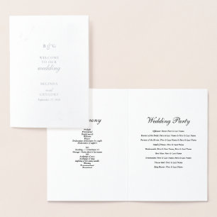 Real Silver Foil Wedding Order of Service Program