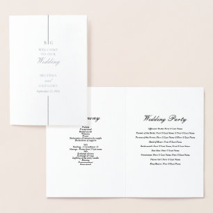 Real Silver Foil Wedding Order of Service Program