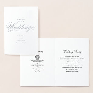Real Silver Foil Wedding Order of Service Program