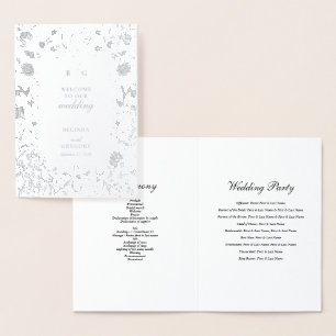 Real Silver Foil Wedding Order of Service Program