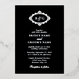 Real Silver Foil Wreath Elegant Black Wedding