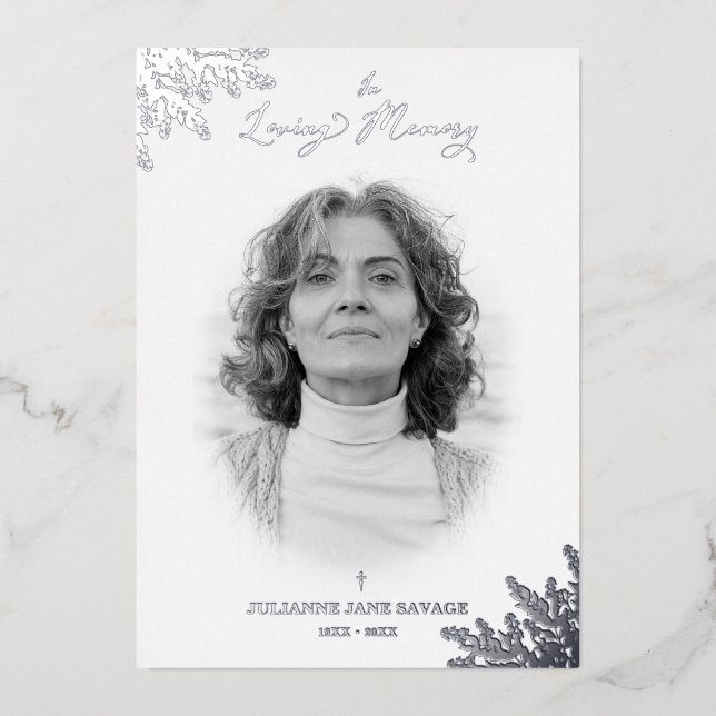 Real Silver Funeral Black White Photo Remembrance  (Front)