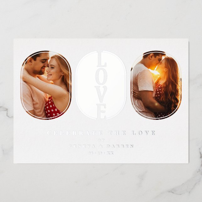 Real Silver Love Quote Wedding 2 Photos Couple (Front)