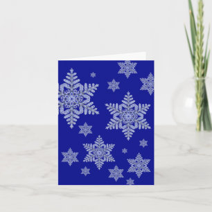 Real Snowflake on Deep Blue Holiday Card
