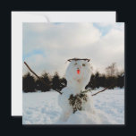 Real snowman photo  card<br><div class="desc">A real Snowman & a winter landscape with larch trees & snow ... </div>