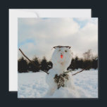 Real snowman photo  card<br><div class="desc">A real Snowman & a winter landscape with larch trees & snow ... </div>
