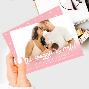 Real Snuggle Fun Baby Birth Announcement