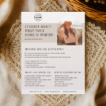 Real State Business Home Valuation Brown Flyer<br><div class="desc">Curious About What Your Home is Worth? This professionally designed flyer is the perfect tool for real estate agents offering personalised home valuation services. At the top, proudly display your logo to build brand recognition. Just below, the editable headline, Curious About What Your Home is Worth?, grabs attention, alongside your...</div>